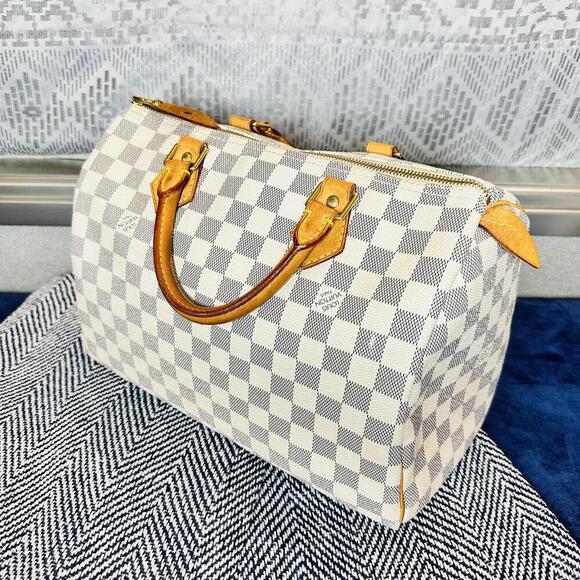 Authentic Louis Vuitton Damier Azur Speedy 30 Satchel Bag - Picture 3 of 16